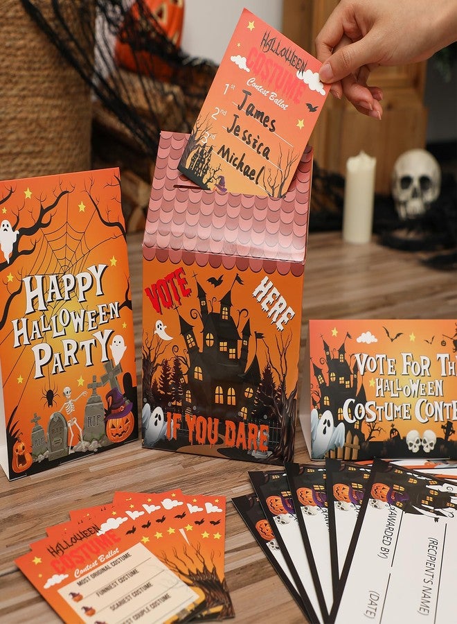 gisgfim 74Pcs Halloween Costume Contest Ballot Box Voting Box with Slot, 64 Voting Ballots Card 7 Winner Certificates 2 Table Signs kit for Halloween Costume Vote Awards Dress up Game Party Decoration - Image 4