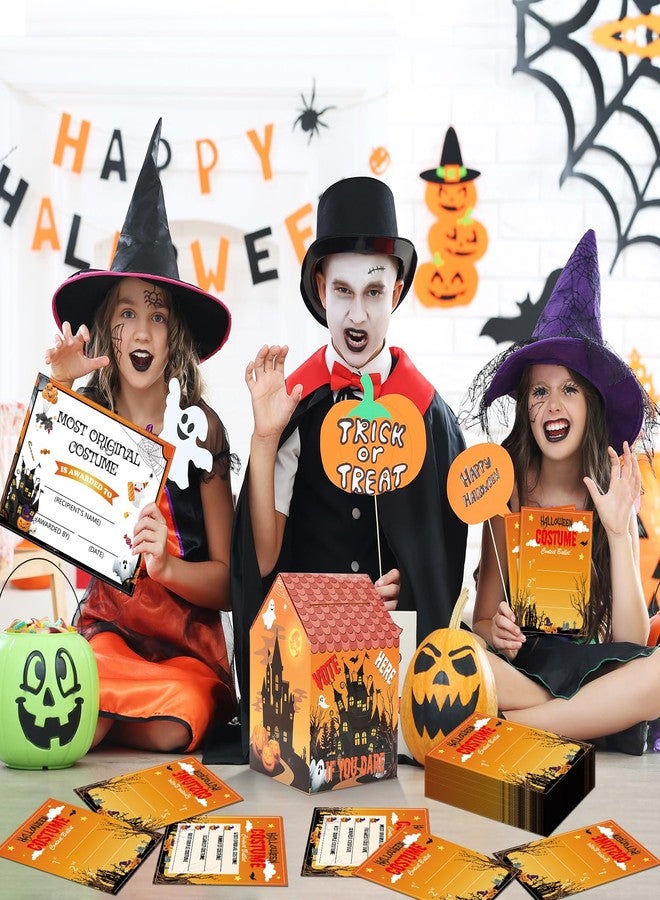 gisgfim 74Pcs Halloween Costume Contest Ballot Box Voting Box with Slot, 64 Voting Ballots Card 7 Winner Certificates 2 Table Signs kit for Halloween Costume Vote Awards Dress up Game Party Decoration - Image 5