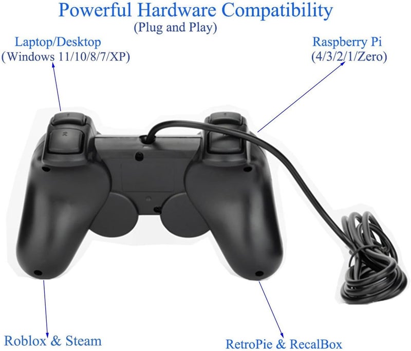 Baigeda USB Wired Game Controller for Windows PC/Raspberry Pi Remote Controller Gamepad Gaming Joystick Dual Vibration Joypad for Laptop Desktop Computer(Windows 11/10/8/7) & Steam/Roblox/RetroPie/RecalBox - Image 2