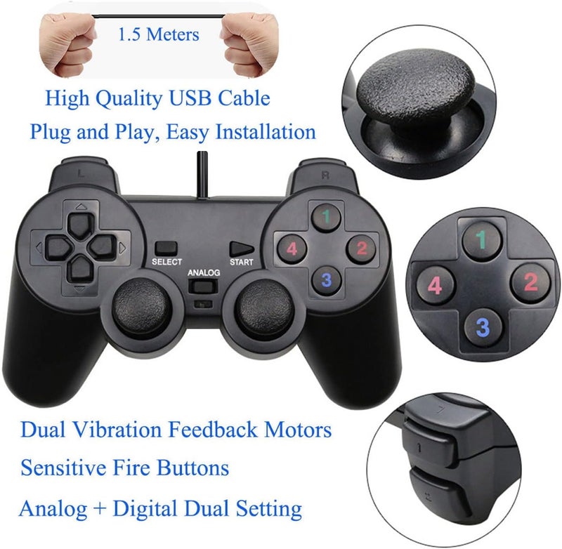 Baigeda USB Wired Game Controller for Windows PC/Raspberry Pi Remote Controller Gamepad Gaming Joystick Dual Vibration Joypad for Laptop Desktop Computer(Windows 11/10/8/7) & Steam/Roblox/RetroPie/RecalBox - Image 4
