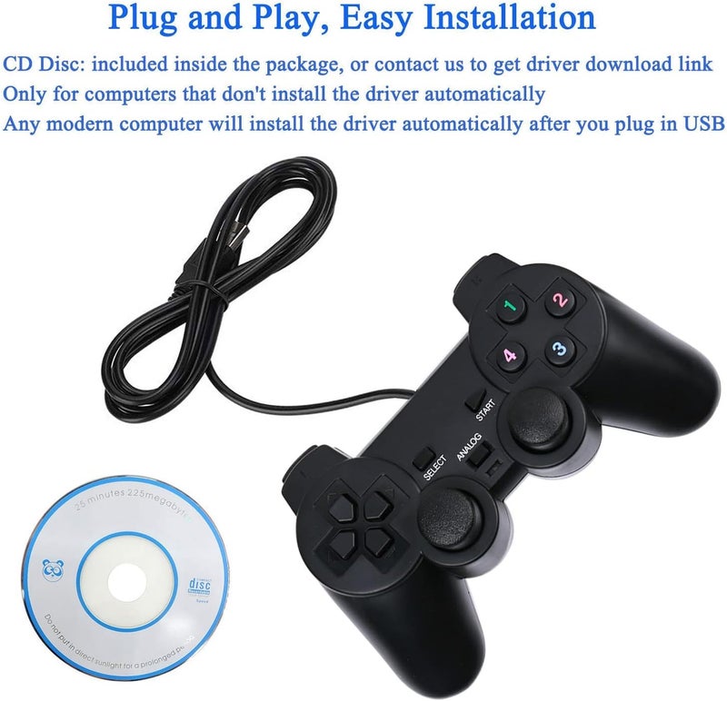 Baigeda USB Wired Game Controller for Windows PC/Raspberry Pi Remote Controller Gamepad Gaming Joystick Dual Vibration Joypad for Laptop Desktop Computer(Windows 11/10/8/7) & Steam/Roblox/RetroPie/RecalBox - Image 5