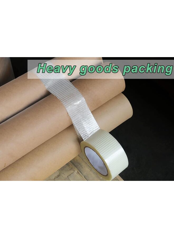 يُسلِّم 4 قطع، شريط من الألياف الزجاجية، شريط ربط معزز بخيوط شفافة للتعبئة الثقيلة، مقاومة ممتازة للخدوش والتآكل والخدوش - Image 3