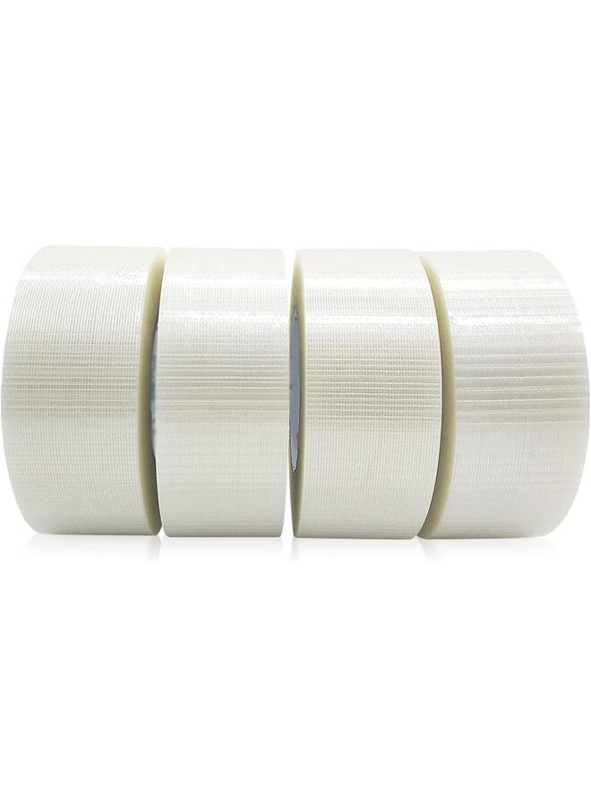 يُسلِّم 4 قطع، شريط من الألياف الزجاجية، شريط ربط معزز بخيوط شفافة للتعبئة الثقيلة، مقاومة ممتازة للخدوش والتآكل والخدوش - Image 2