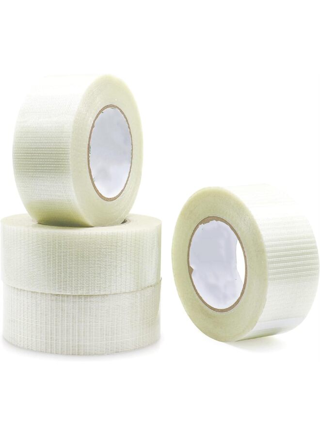 يُسلِّم 4 قطع، شريط من الألياف الزجاجية، شريط ربط معزز بخيوط شفافة للتعبئة الثقيلة، مقاومة ممتازة للخدوش والتآكل والخدوش - Image 1