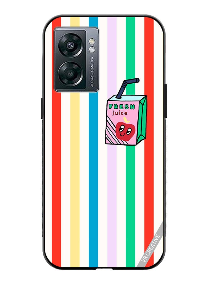 VR CREATIVE Protective Case Cover For OnePlus Nord N300 Summer Stripe Fresh Juice Apple Fruit Design Multicolour - Image 1