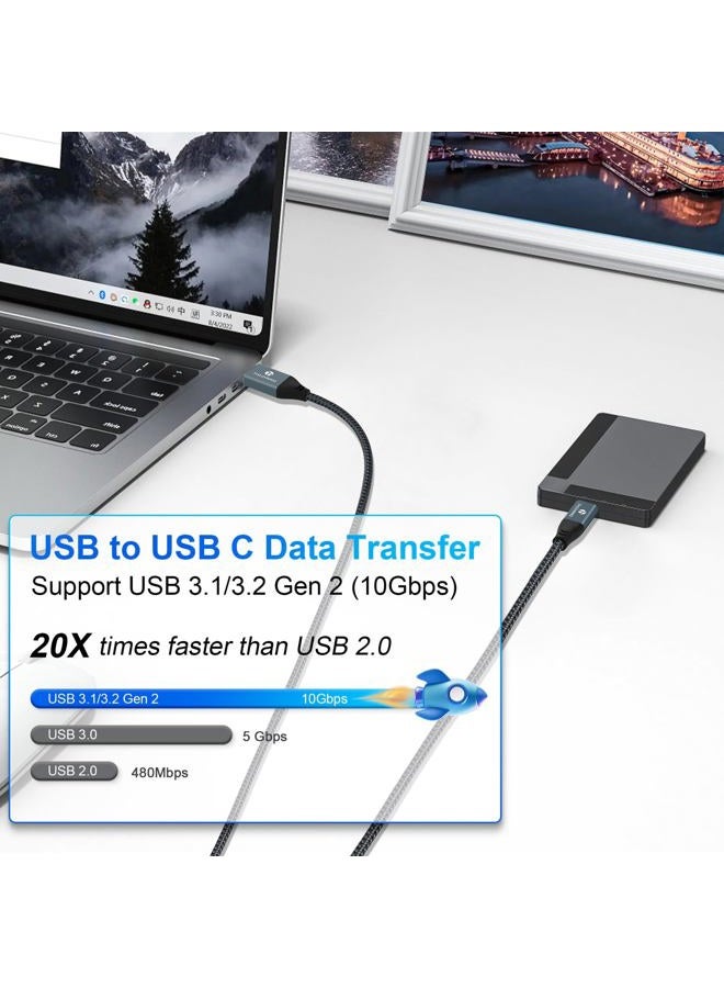 Thzzhnno كابل USB A إلى USB C بطول 1 متر، نقل بيانات USB 3.1 USB 3.2 Gen2 بسرعة 10Gbps لجهاز Samsung Galaxy/iPhone 15/MacBook Pro/iPad Pro - Image 3