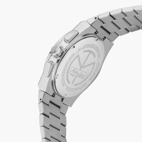 Mathey-Tissot Swiss Made Zeus Chrono Stainless Steel Blue Dial Quartz Men's Analogue Silver Strap Watch - H118Chsk - Image 2