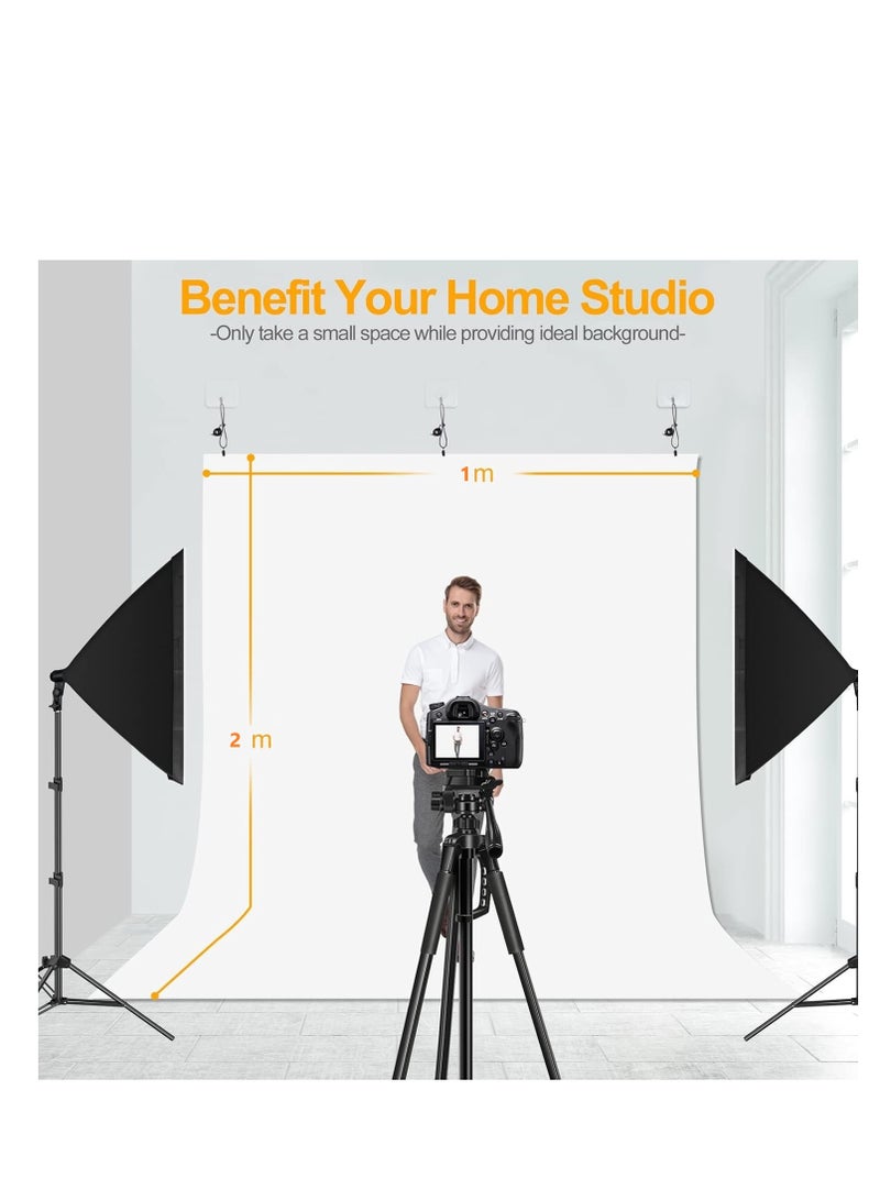 Photography White Backdrops for Wall Mounted Setup Photoshoot Pure White Screen Cloth Sheet Background Zoom Polyester Photo Back Drop Pack for Party Photo Video Shoot 1 x 2 m - Image 2