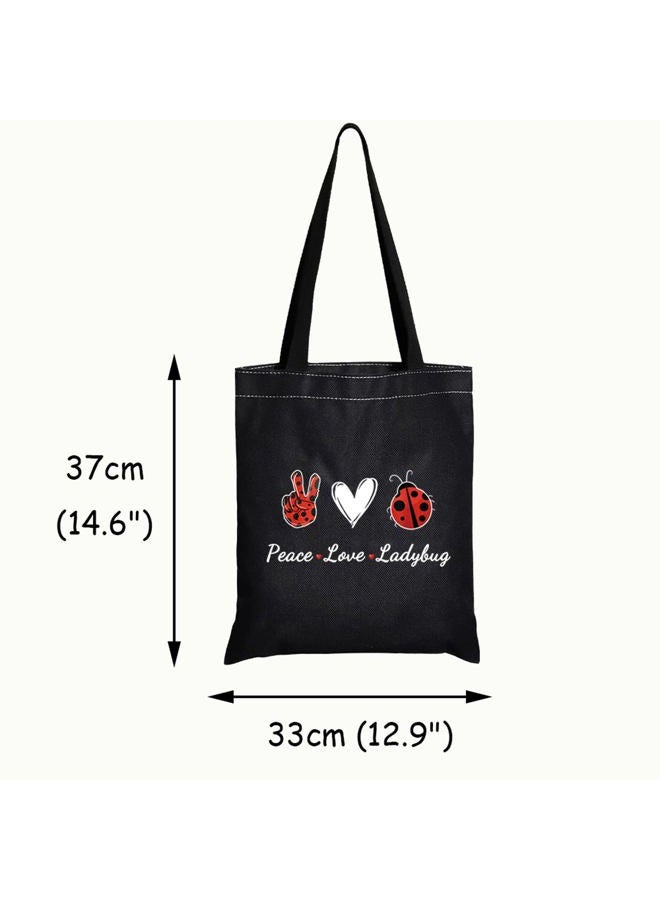 JXGZSO حقيبة تسوق رمز الخنفساء المحظوظة - هدايا للنساء، حقيبة مستحضرات تجميل السلام والمحبة - Image 2