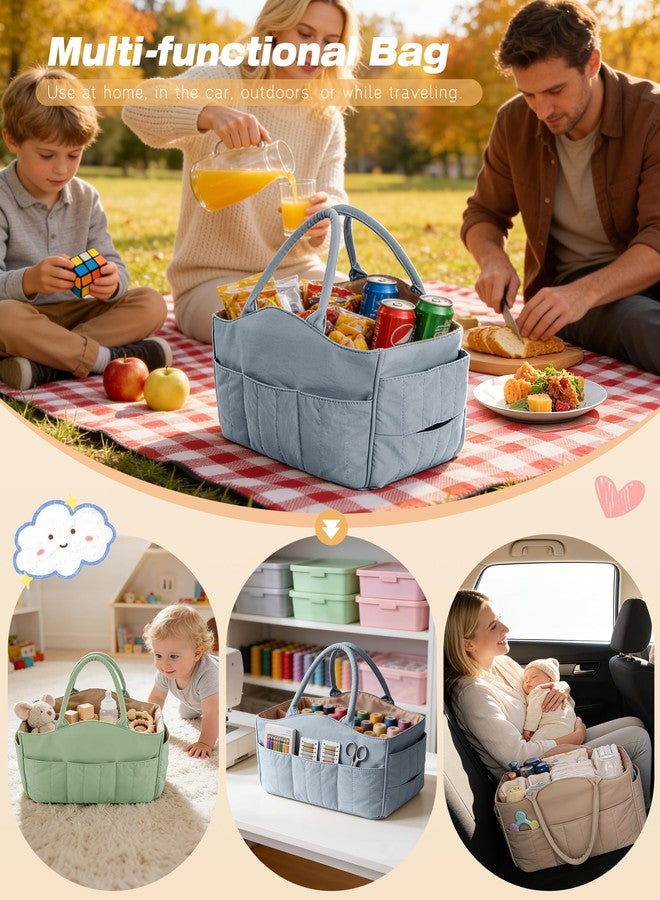 Marscamd Quilted Baby Diaper Caddy with Detachable Dividers and Wipes Pocket, Lightweight Baby Caddy Organizer with Handles and 8 Pockets for Baby Stuff, Camel - Image 5