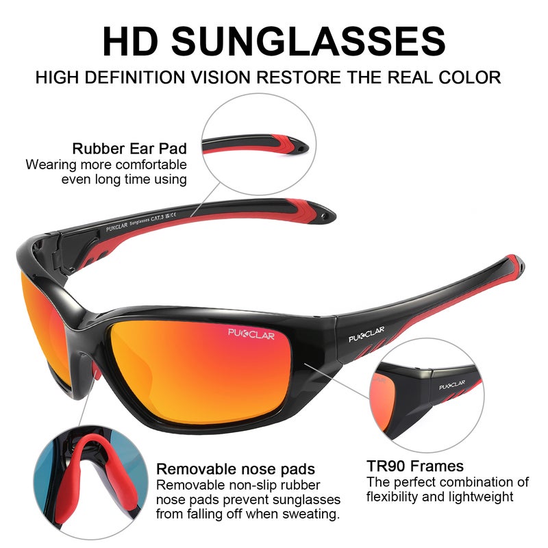 بوكيلار نظارات شمسية رياضية قطبية PUKCLAR للرجال والنساء لقيادة الدراجات والجري والصيد نظارات واقية - Image 4