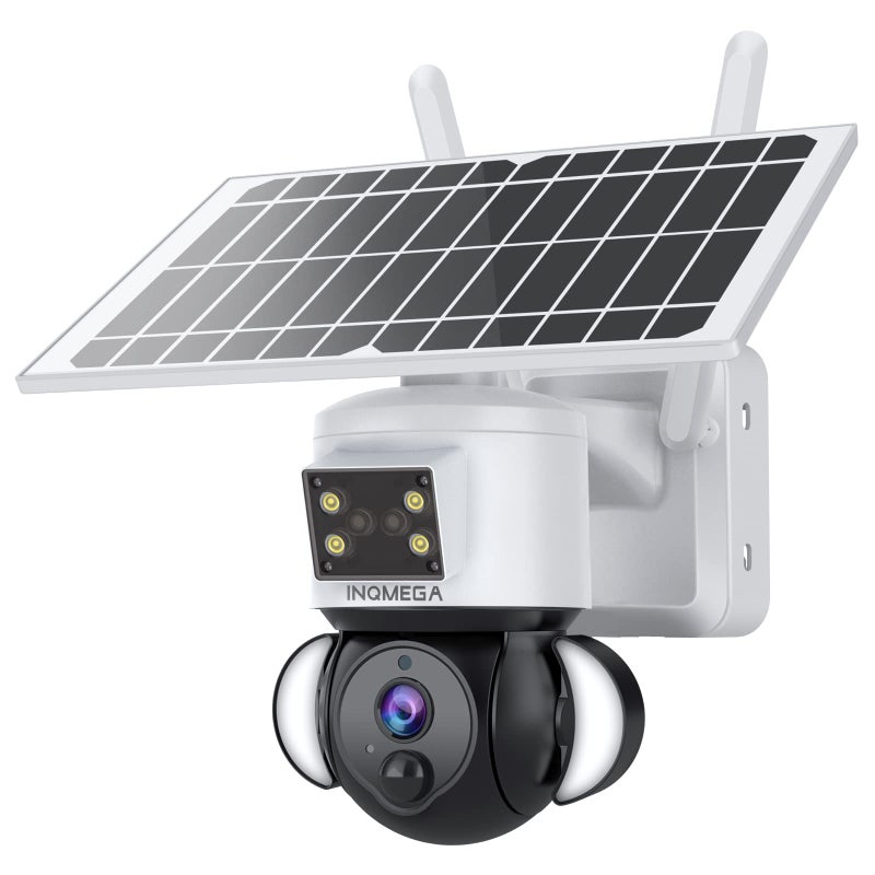 INQMEGA Solar Security Cameras Tuya Smart3MP FHD WiFi 360 View 15000mAh Solar Powered Cameras for HomePIR Motion Sensor Flood Light with SirenTwoWay AudioColor Night VisionTUYA Smart Life