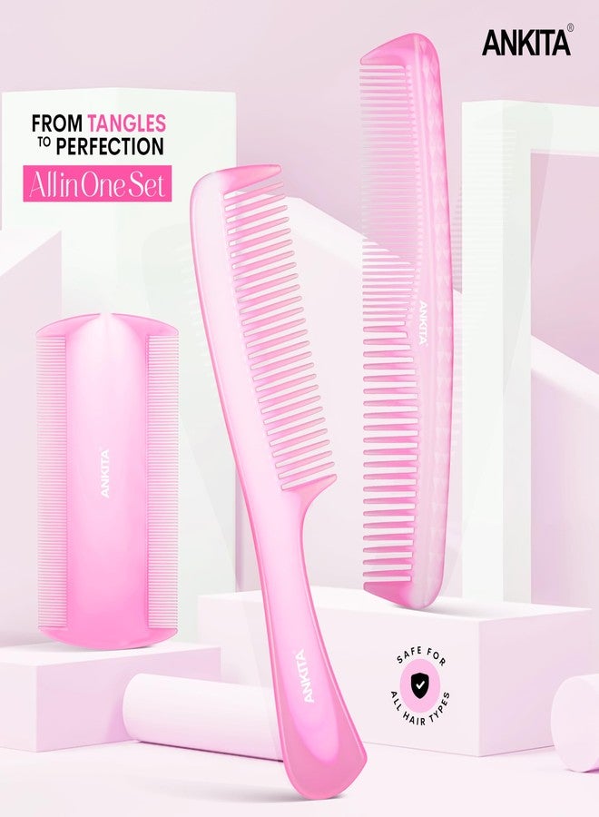 Ankita Hair Comb Set of 2|Hair Styling Comb For Grooming |Hair Comb For Men and Women|(2in1 Set) & Ankita Lice Comb|Nits Removal Comb Narrow Teeth Plastic|Lice Remover Dandruff Dust Double Sided Teath|Tick Removal Tool|Narrow Teeth Comb for Kids, Women and Men, Color May Vary - Image 3