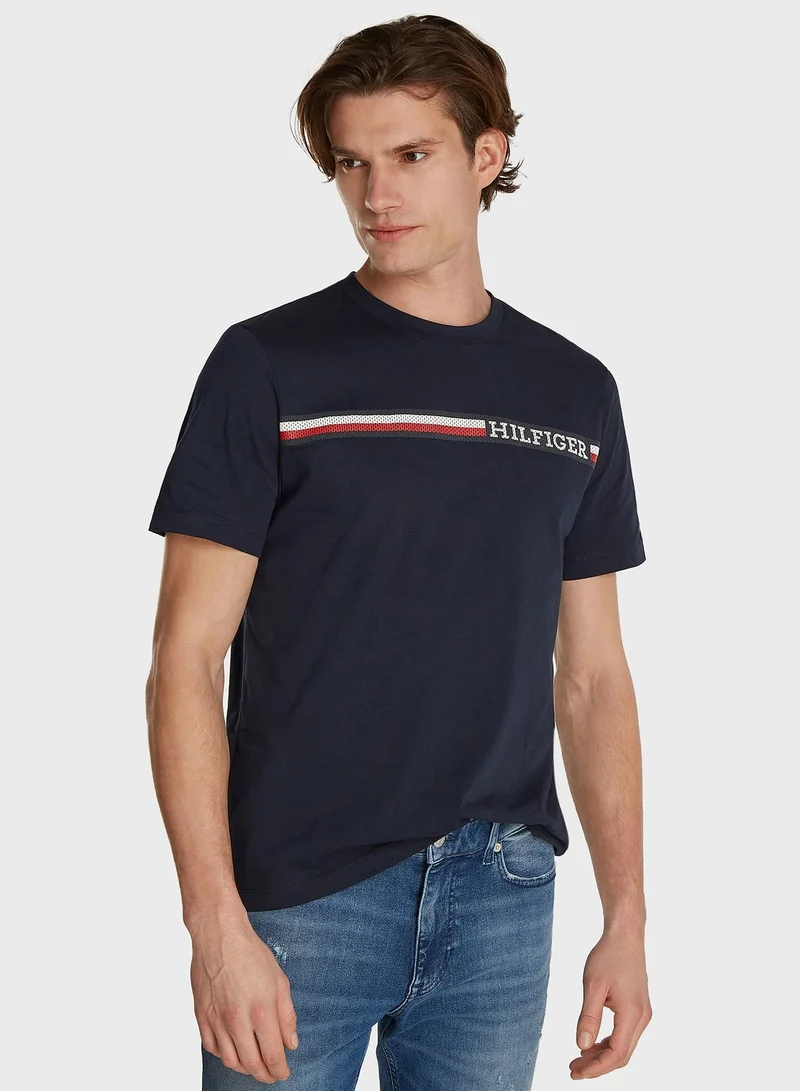 TOMMY HILFIGER Chest Striped Crew Neck T-Shirt