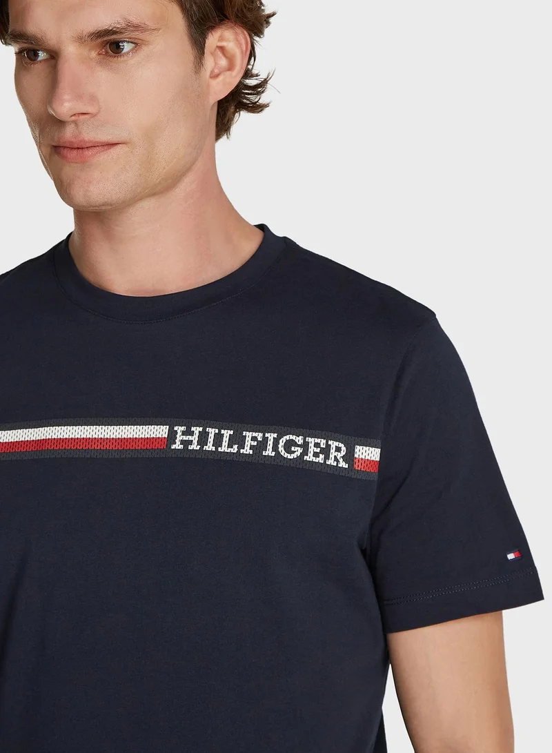 TOMMY HILFIGER Chest Striped Crew Neck T-Shirt