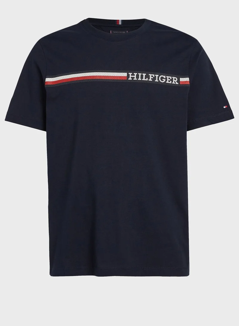 TOMMY HILFIGER Chest Striped Crew Neck T-Shirt
