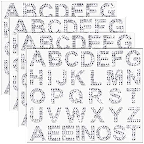 Zonon 136 Pieces Rhinestone Iron-on Letter Large Glitter Bling Alphabet Sticker Crystal Gemstone Border Self-Adhesive 34 Letters Sticker for Art Craft Clothing Fabric(Silver) - Image 1