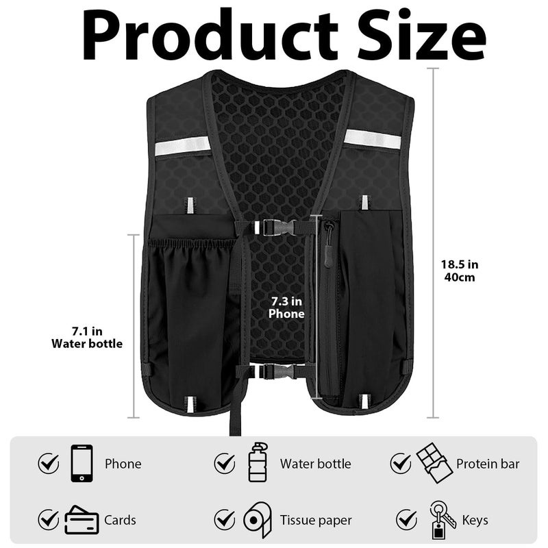 RupeeRise Running Vest with Hydration Bag, 15.75in Lightweight Hydration Vest for Men and Women, Marathon Running Accessories with Bladder Water Bag, Tactical Vest for Outdoor Activities Like Hiking, Cycling - Image 2