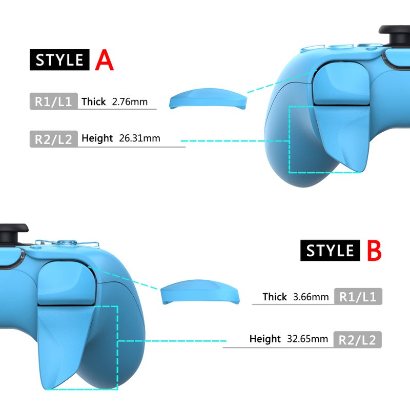PlayVital Blade 2 Pairs Shoulder Buttons Extension Triggers for ps5 Controller, Game Improvement Adjusters for PS Portal Remote Player, Bumper Trigger Extenders for ps5 Edge - Starlight Blue - Image 3