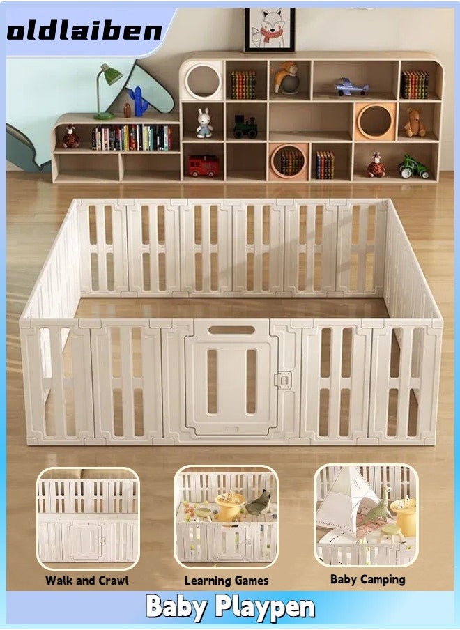 oldlaiben Baby Playpen, 22+1 Panels Baby Playpen, Portable Baby Fence, Indoor Playground Fence, Home Baby Toddler Fence, Can Be Spliced And Combined Freely  - Image 1