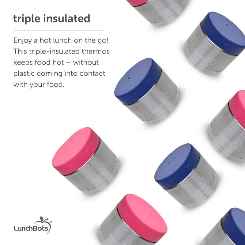 LunchBots 12oz Insulated Food Jar Stainless Steel Wide Mouth - Container With Vented Lid - Keeps Contents Hot or Cold for Hours - Leak-Proof Portable Thermal Food Jar is Ideal for Soup - Navy - Image 5