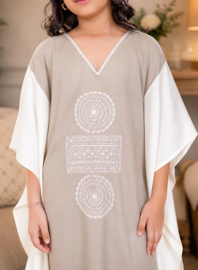Artemea Girls Premium Rayon Kaftan style Jalabiya with Hand crafted embroidery
