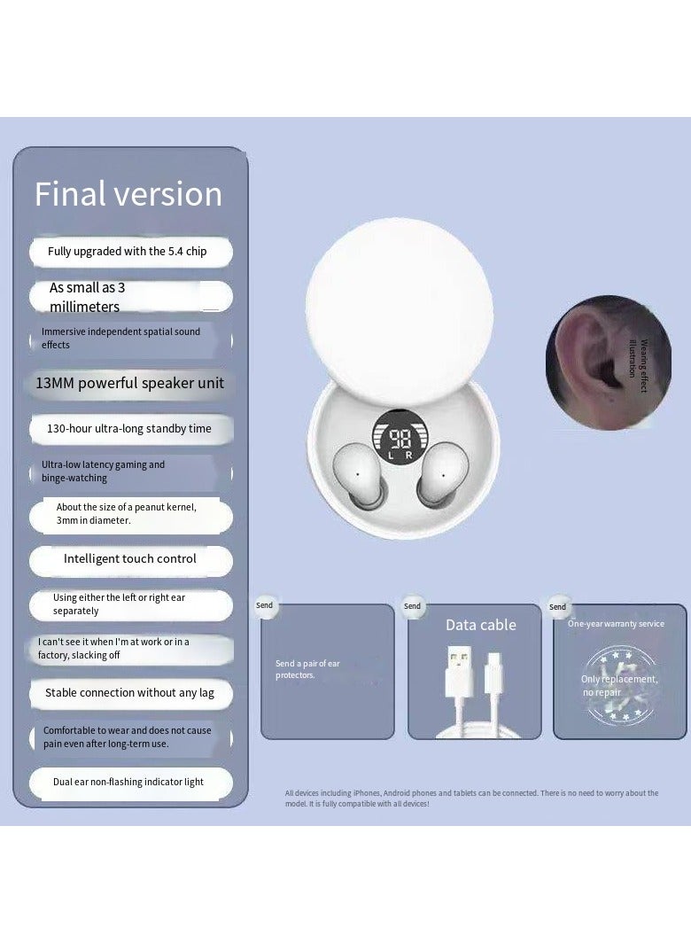 general Male and Female Noise-canceling Ultra-Small Invisible Mini Grain Hidden-type Sleep-in-ear New Model Extremely Small 2025 Bluetooth Headphones - Image 1