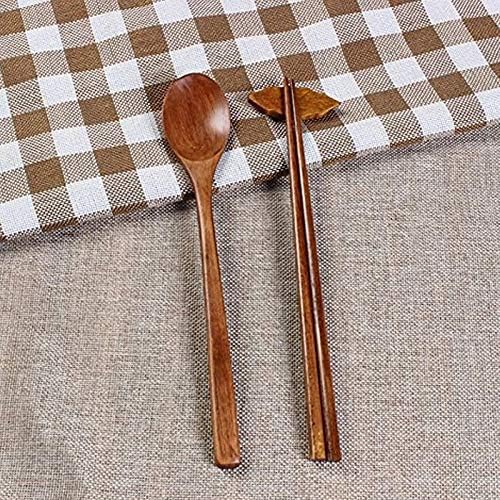 kkhouse 5 Set of Spoons and Chopsticks Handmade Cutlery Tableware Spoons Wooden Korean Jujube Tree Dinnerware Sets Combinations Utensil - Image 4