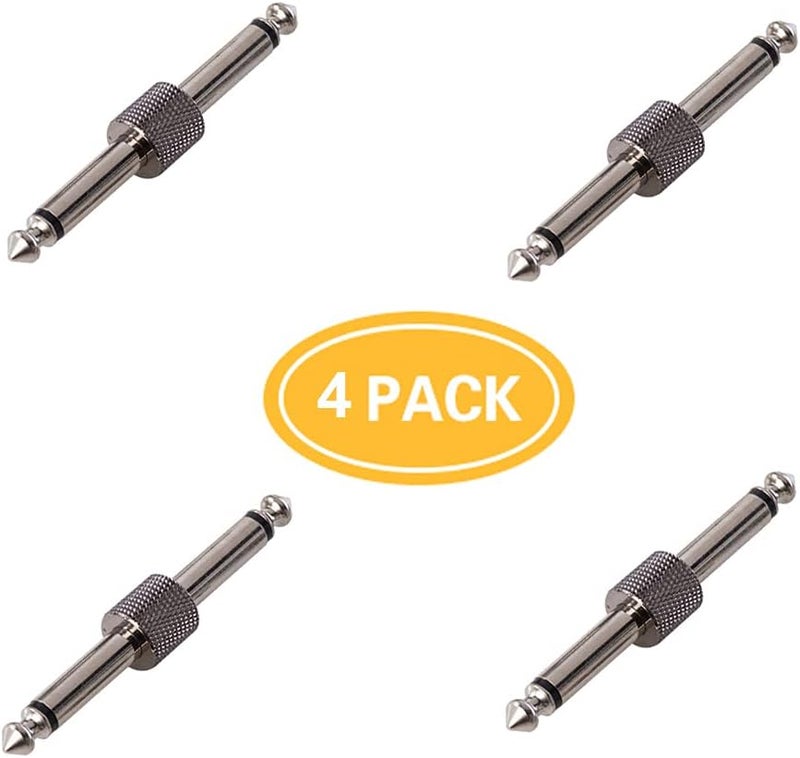 Rayzm Guitar Pedal Connectors, 6.35mm (1/4") Male to Male Straight Plug Adaptors for Guitar Pedalboard - Pack of 4 - Image 5