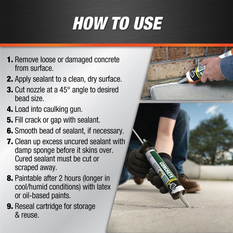 DAPConcrete Watertight Filler and Sealent 10.1 ounce Gray - Image 3