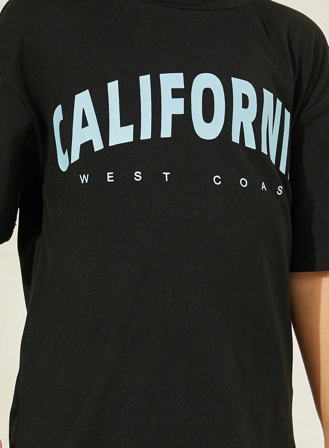 Styli Letter Print T-Shirt & Cargo Joggers Set  - Image 3