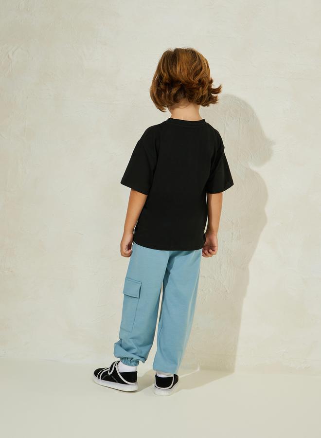 Styli Letter Print T-Shirt & Cargo Joggers Set  - Image 4