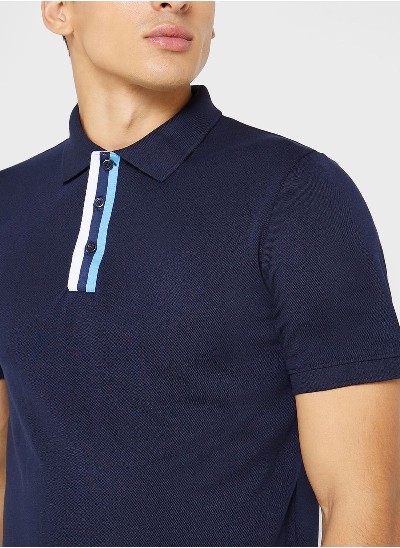 Seventy Five - Tape Detail Polo Shirt - Image 1
