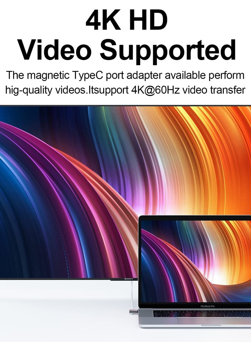 SOLARAE Magnetic Type-C Adapter for MacBook, Support PD 100W Fast Charging Protocol, 90 Degree Elbow Adapter, USB 3.1 4K 60hz HD Video Output, 10Gbps Extreme Speed File Transfer - Image 3