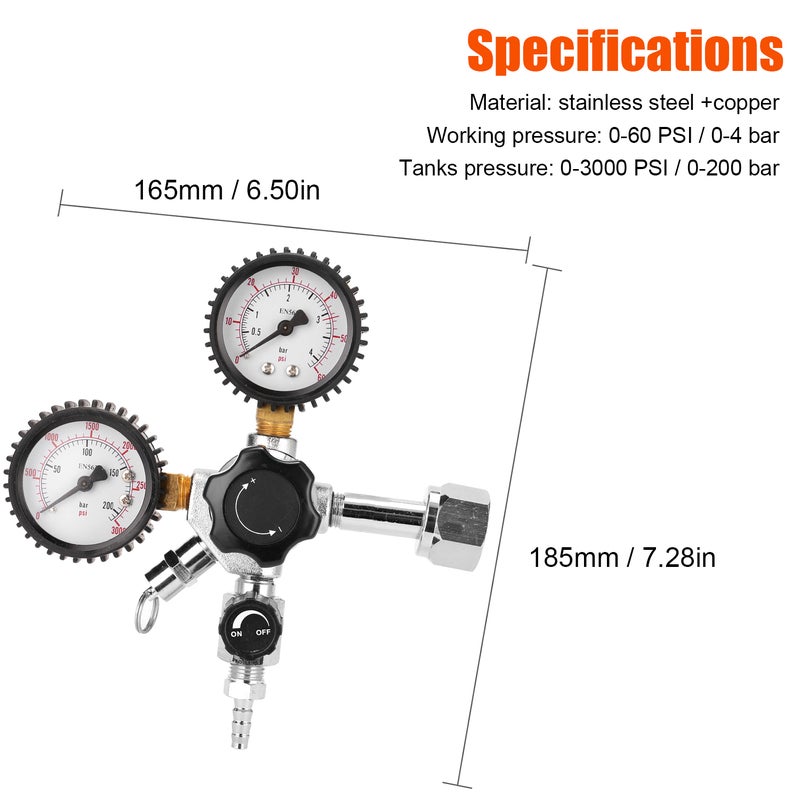 CGA320 Beer Keg CO2 Regulator Safety Pressure Relief Valve 0-3000 PSI Tanks Pressure Adjustable - Image 5