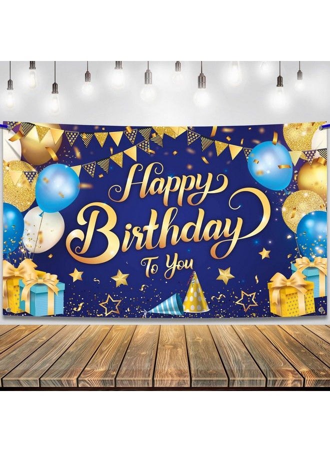 KATCHON Happy Birthday Banner Blue And Gold Xtralarge 72X44 Inch ...