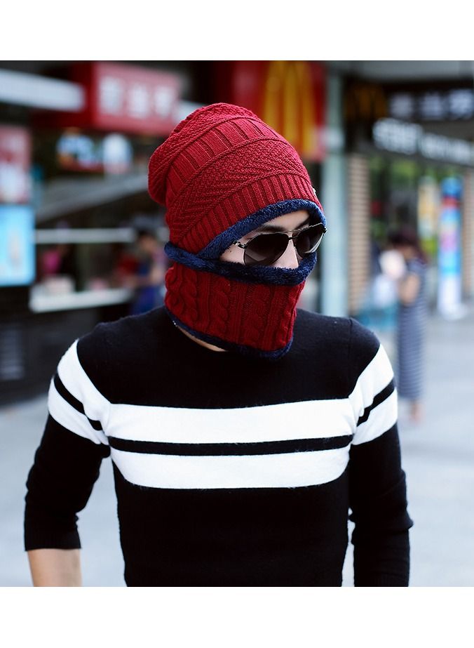 Loquat Winter Padded Set Cap Knitted Hat Scarf 2-Piece Set