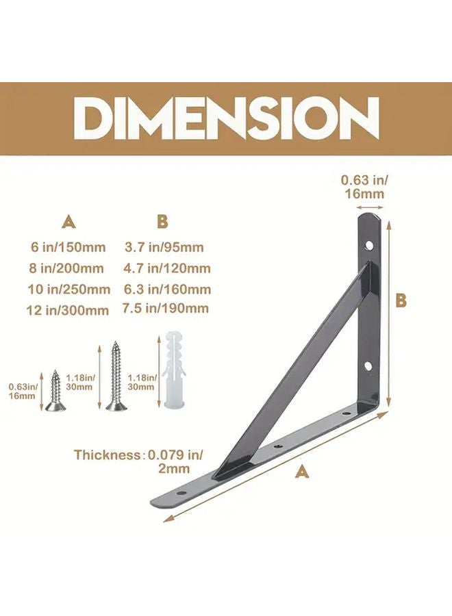 8 Inch Heavy Duty Metal Shelf Brackets 12 Pack Right Angle Wall Mounted Supports - Image 5