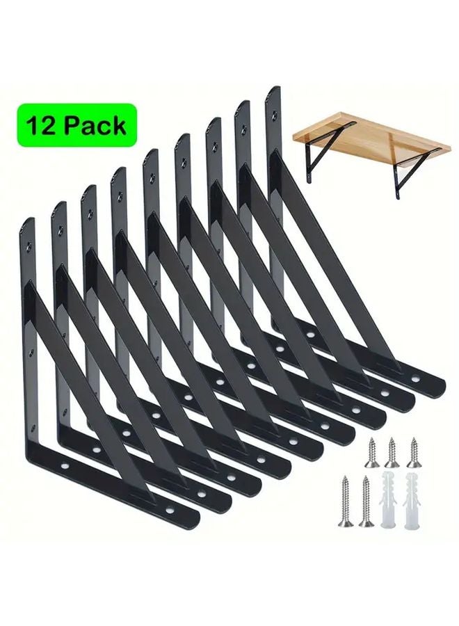 8 Inch Heavy Duty Metal Shelf Brackets 12 Pack Right Angle Wall Mounted Supports - Image 2