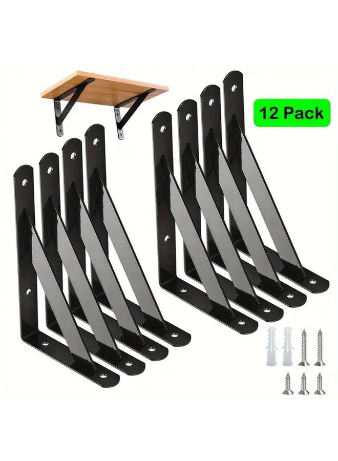8 Inch Heavy Duty Metal Shelf Brackets 12 Pack Right Angle Wall Mounted Supports - Image 4