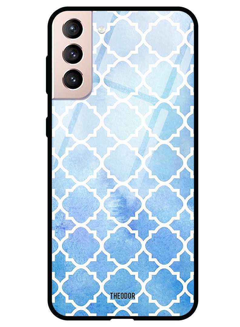 Theodor Protective Tempered Glass Case Cover Samsung Galaxy S21  White Strokes - Image 1