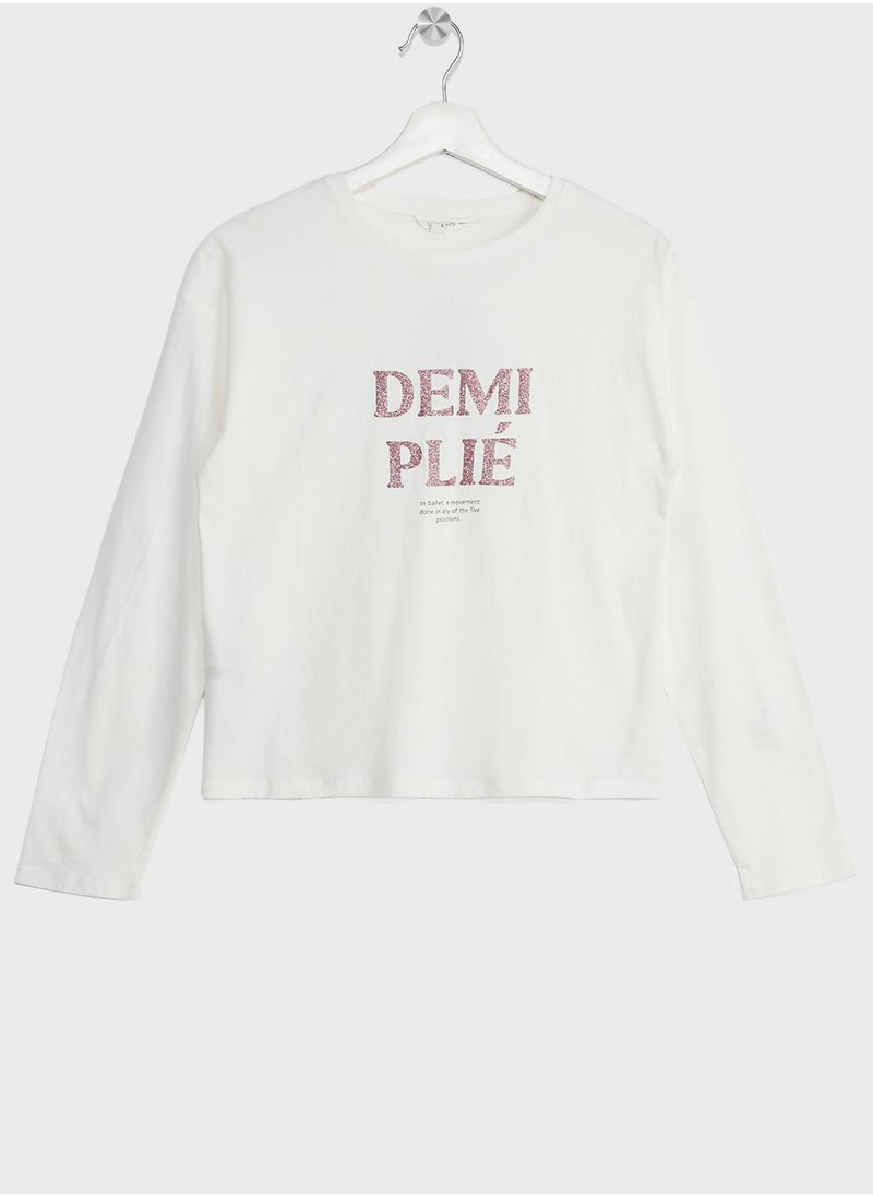 MANGO - Kids Text Embossed T-Shirt - Image 1