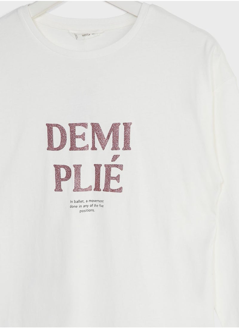 MANGO - Kids Text Embossed T-Shirt - Image 1
