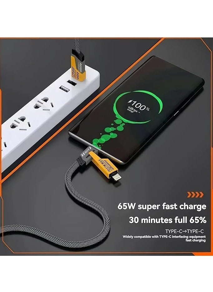 ELTRAZONE Original Super-Fast Charging Cable | 65W 480 Mbps 4-in-1 USB A/Type C to/Type C | 2m Tangle-Free Braided Cable | Multiport for iPhones, iPads, Android Devices - Image 5