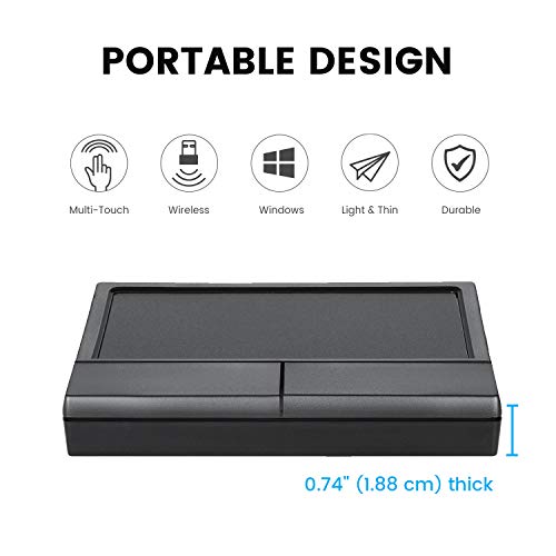 Perixx PERIPAD-704 Wireless Touchpad, Portable Track Pad for Desktop and Laptop User, Large Size 4.72x3.54x0.74 inches (Wireless), Black - Image 2