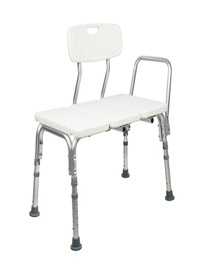 Entros Bathtub Transfer Shower Bench with Arms & Back Rest | Height Adjustable Aluminum Bench with Drainage Holes | Anti-Slip Rubber Pads for Safety | for Old People, Pregnant Women & Patients, 6030A - Image 1