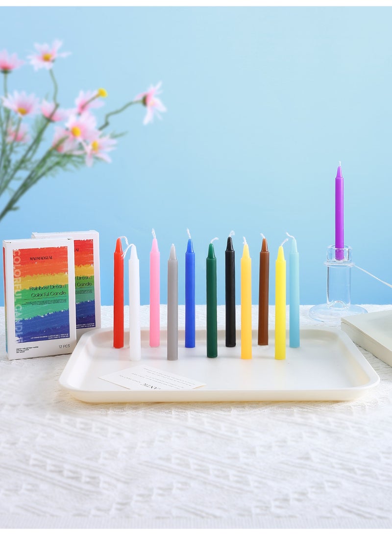 12 pcs Colored candles Per Box, Unscented Colored Candles Mini Taper,13cm-5Inch Tall 0.4 Inch Diameter - Image 2