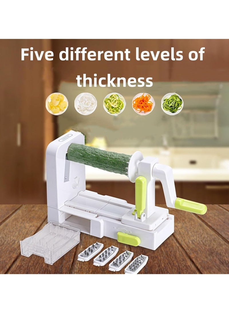 General Professional Foldable Fruit & Vegetable Spiral Slicer, 5-in-1 Cheese Grater with Handle, Manual Rotating Cheese & Vegetable Chopper  - Image 3