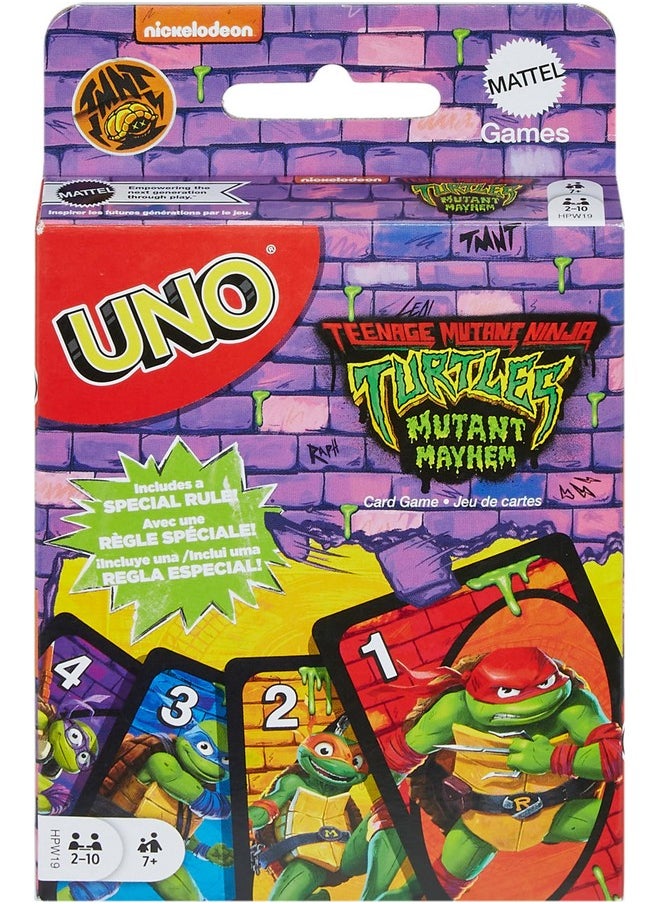 Mattel Games - Mattel Games UNO Teenage Mutant Ninja Turtles Mutant Mayhem Card Game for Kids & Family Nights, Parties, Travel, Camping & More - Image 1