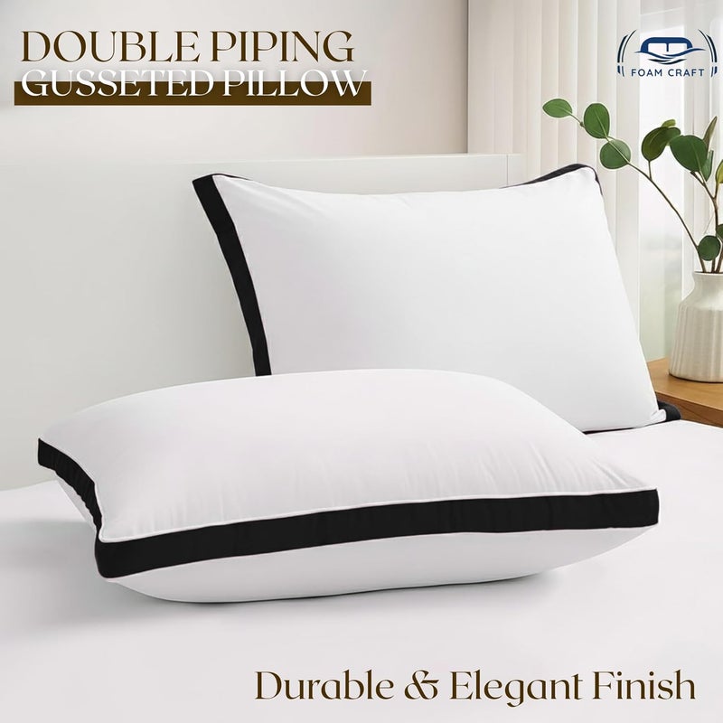 FOAM CRAFT FOAMCRAFT® Double Piping Bed Pillows - Hotel Quality Down Alternative for Neck & Shoulder Pain Relief (2 Pack, Black, Standard - 20" X 28") - Image 3